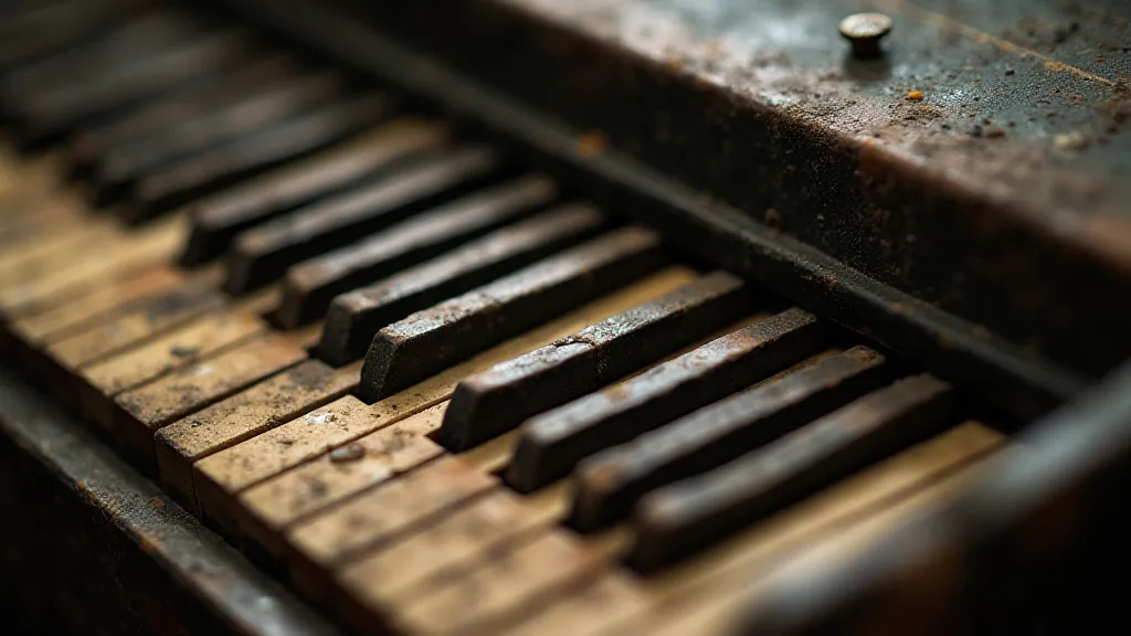 Close-up of antique accordion reeds