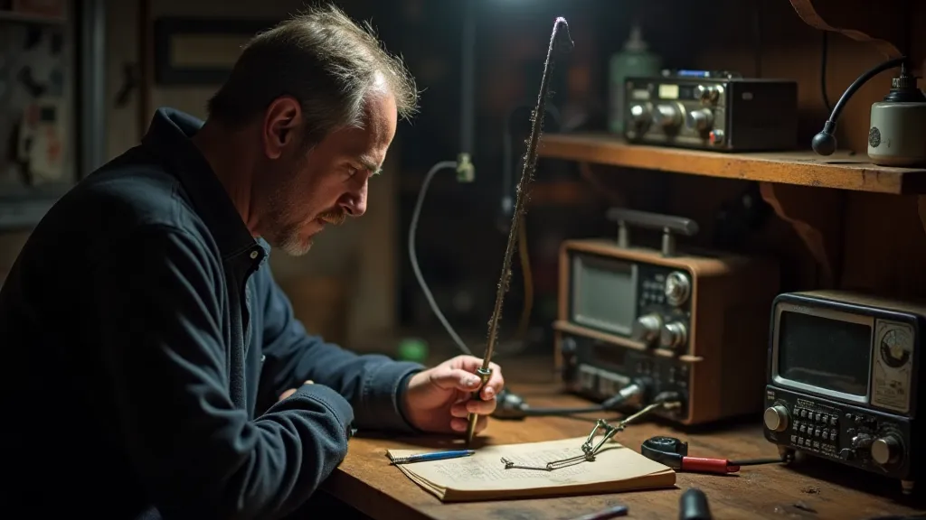Ham radio operator building a J-pole antenna