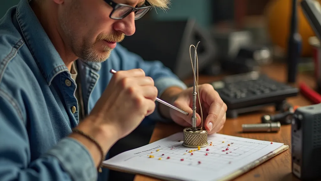 Ham radio operator soldering antenna